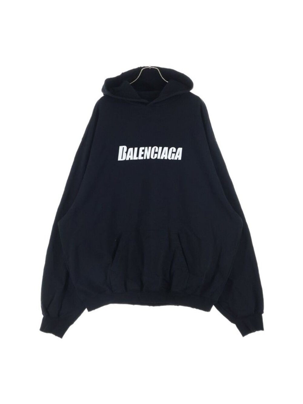 Balenciaga Destroyed Logo Print Hoodie Distressed Embroidery Pullover